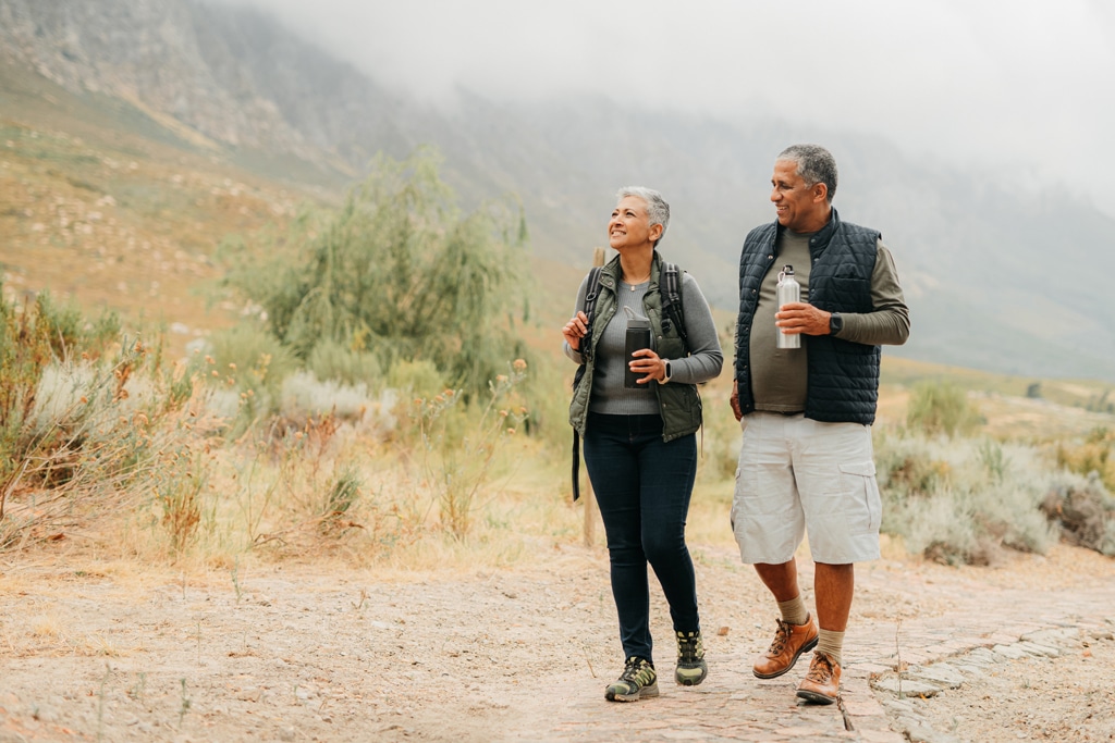 Two older patients on a holistic hike case management behavioral health program in New Mexico